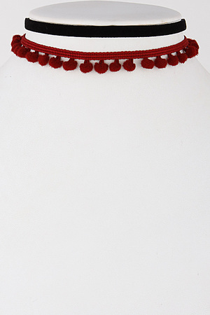 Unique Style Choker Necklace with Small Puff Ball Details 6KCA6